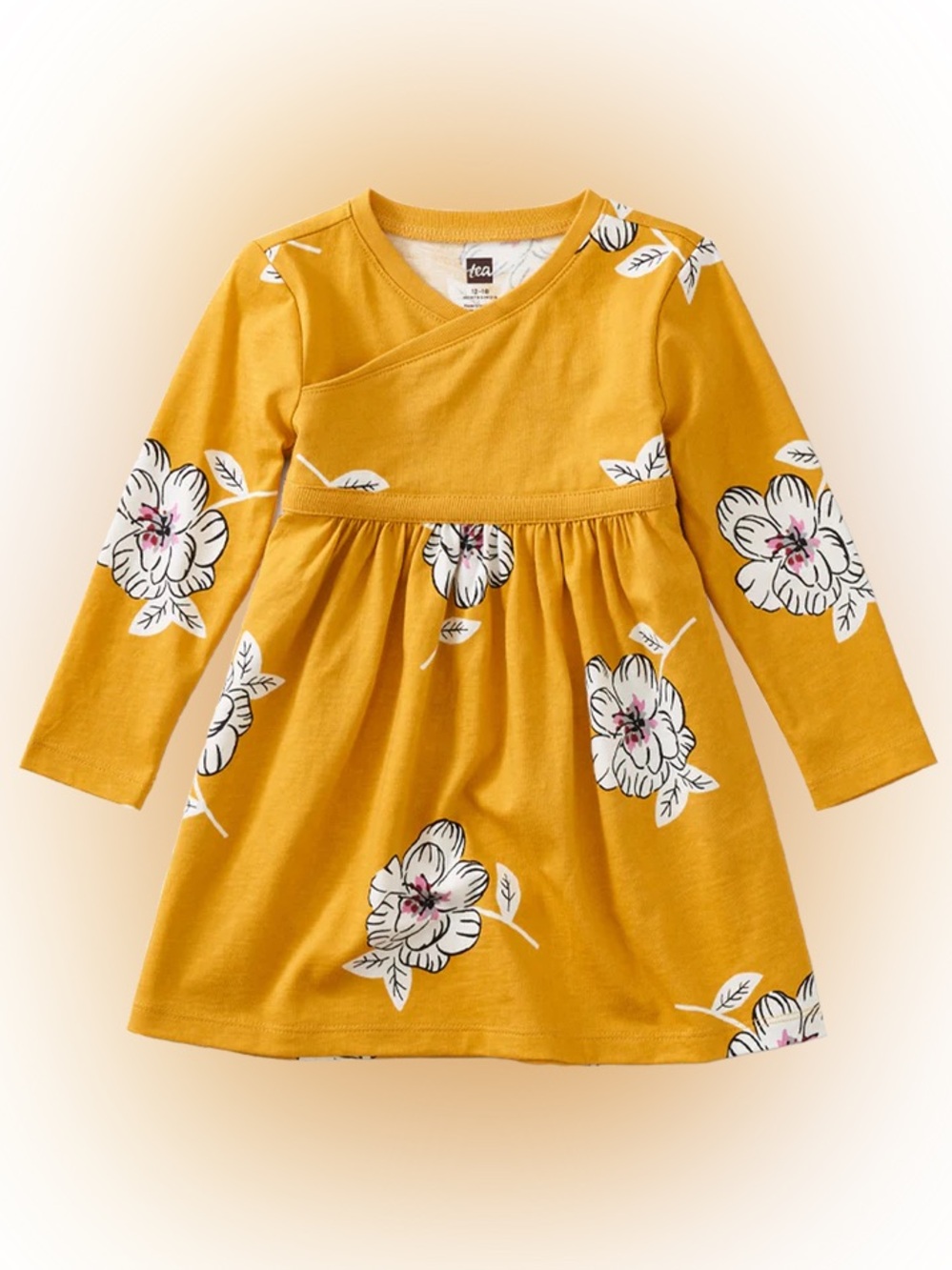 Tea Collection Girls' wrap neck Floral Long-Sleeve Dress size 5